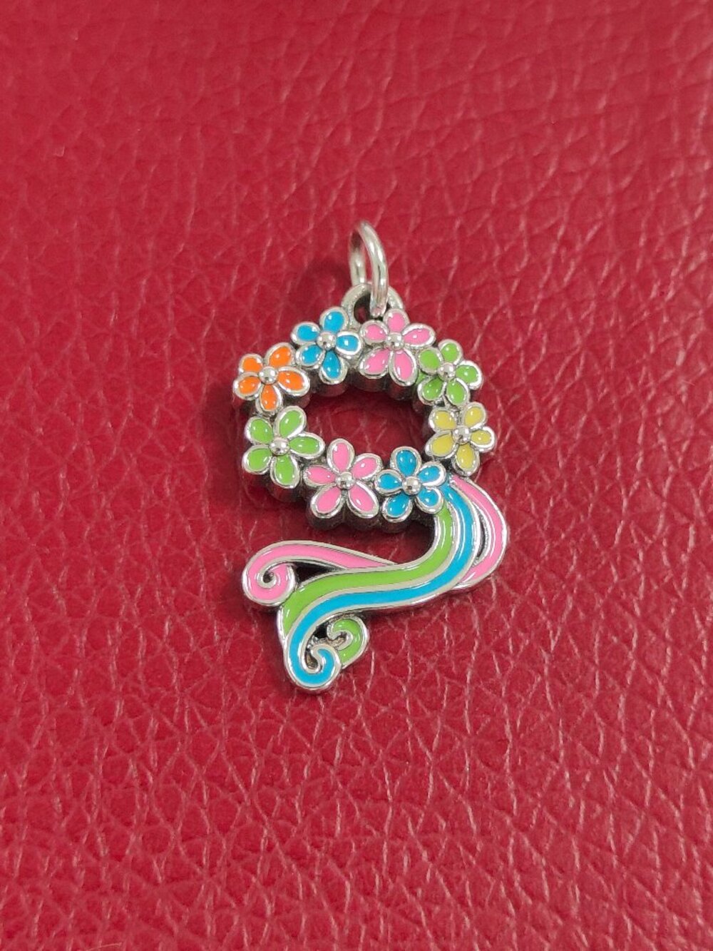 James Avery Multi-Color Enamel Floral Crown Charm Sterling Silver Pendant
